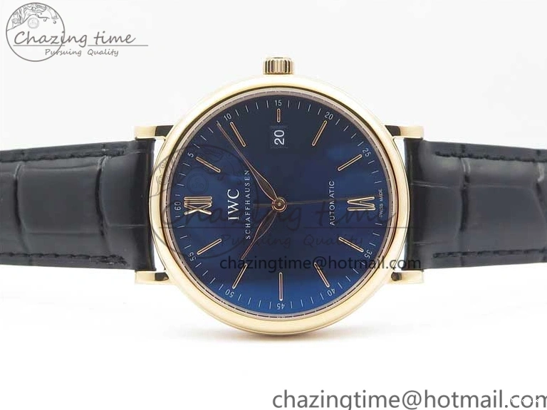 MIROTIME 0319 MoistureWicking Portofino Automatic RG IW356522 FKF 1:1 Best Edition Blue Dial on Black Croco Strap A 7109